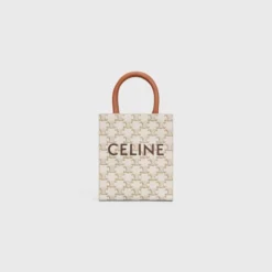 MINI VERTICAL CABAS IN TRIOMPHE CANVAS AND CALFSKIN WITH CELINE PRINT WHITE