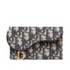 Dior Saddle Flap Compact Zipped Card Holder in Blue Dior Oblique Jacquard