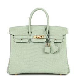 Hermès Birkin 25 Vert D'Eau Matte Alligator Gold Hardware