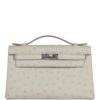 Hermès Kelly Pochette Gris Perle Ostrich Palladium Hardware