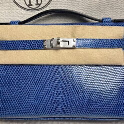 Hermès Kelly Pochette Bleu Saphir Lizard Palladium Hardware - DP for HR