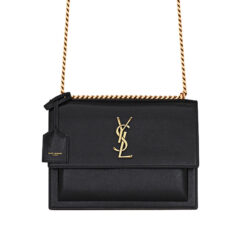YSL Sunset Medium Chain Bag In Coated Bark Leather