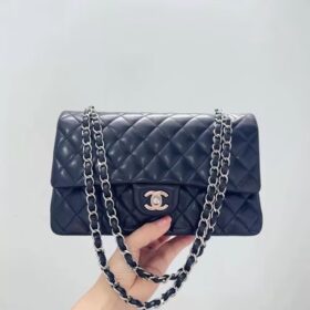 Chanel Medium Classic Double Flap Bag Olive Calfskin Light Gold Hardware photo review